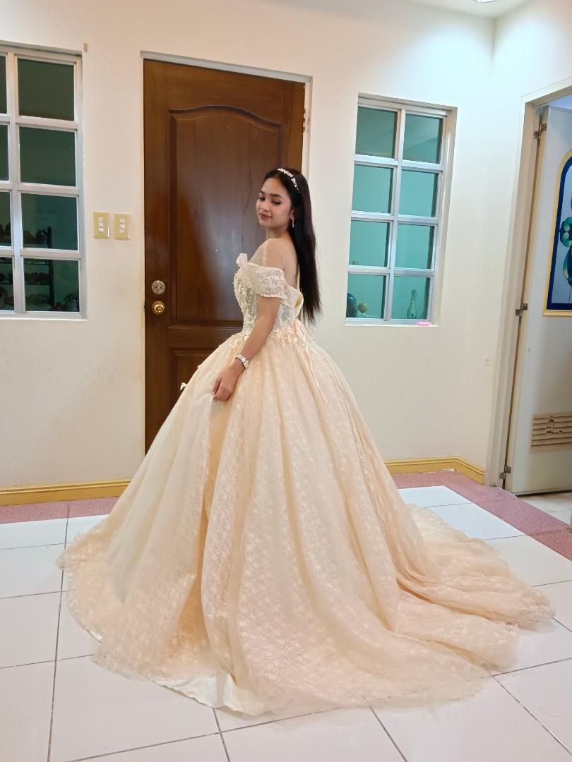 Beige gown hot sale