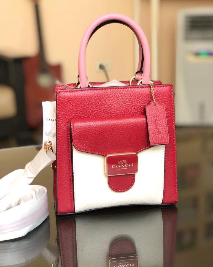 Red and white coach bag clearance
