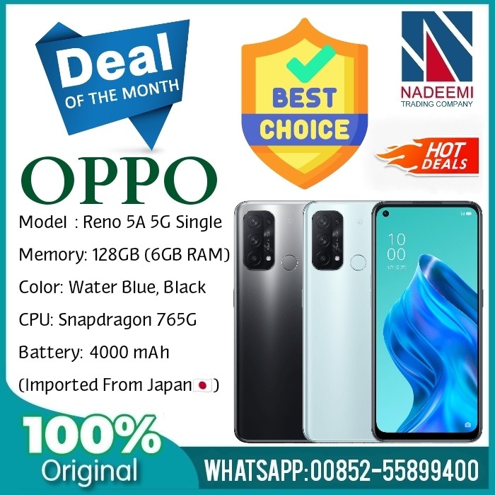 OPPO Reno 5A 5G (6+128GB) 💥 Cellphone. HP 手機, 手提電話, 手機