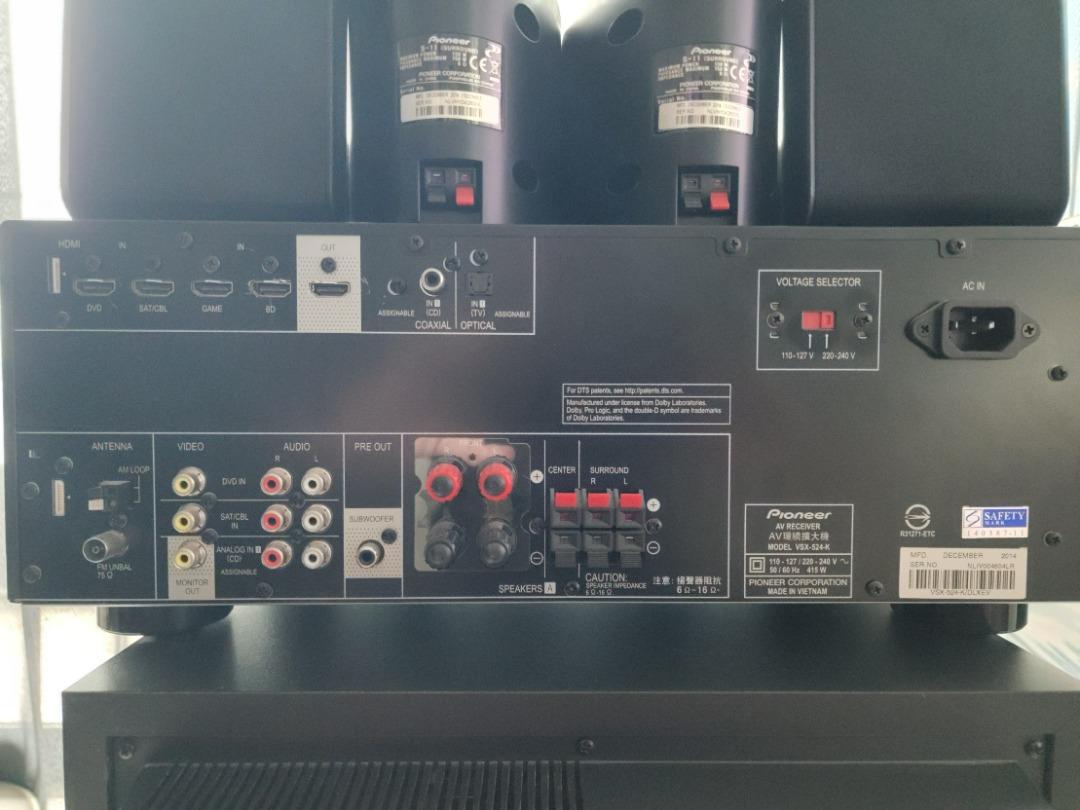Pioneer AV Receiver VSX524, Audio, Soundbars, Speakers & Amplifiers on