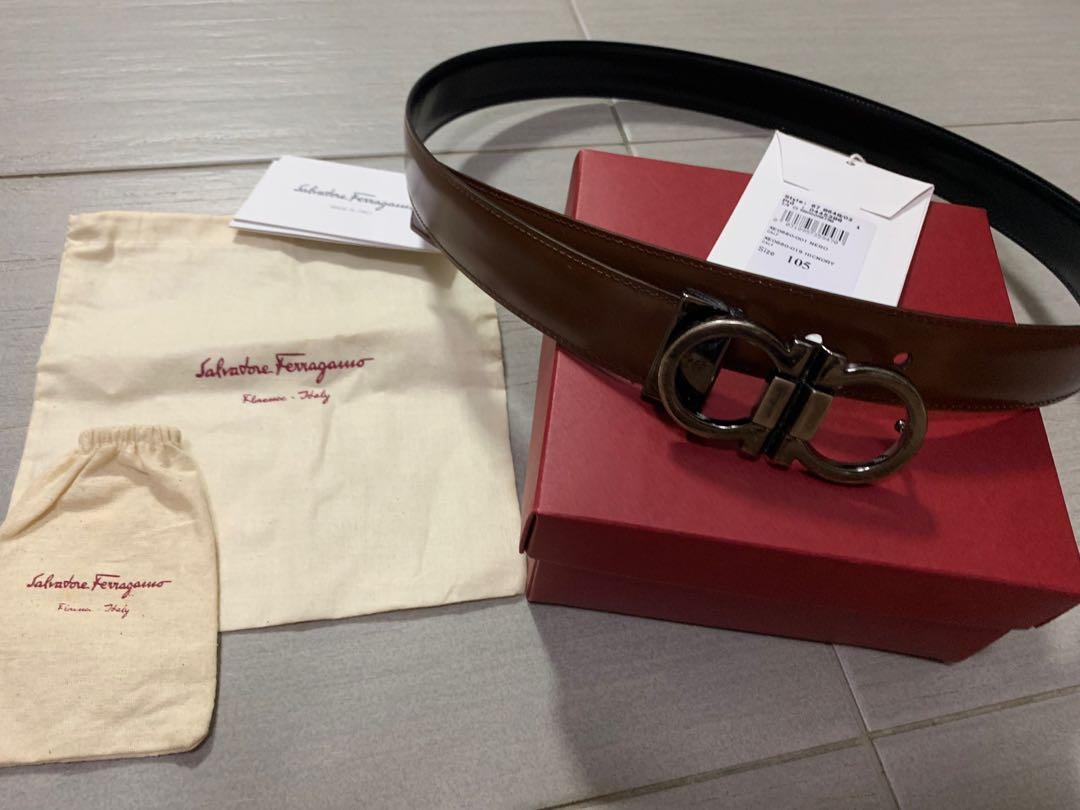 Salvatore Ferragamo REVERSIBLE AND ADJUSTABLE GANCINI BELT tags dust bag boxes authentic size 100cm Men s Fashion Watches Accessories Belts on Carousell