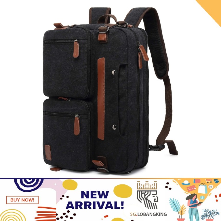 S-ZONE 3-Way Convertible Laptop Backpack Messenger Shoulder Bag Hybrid Briefcase Rucksack Fits 15.6 Inch Laptop for Men/Women 