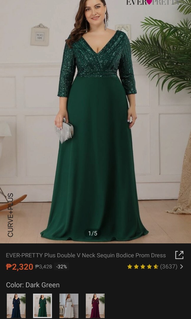 Shein Plus size green evening gown, Women's Fashion, Dresses & Sets, Evening  dresses & gowns on Carousell