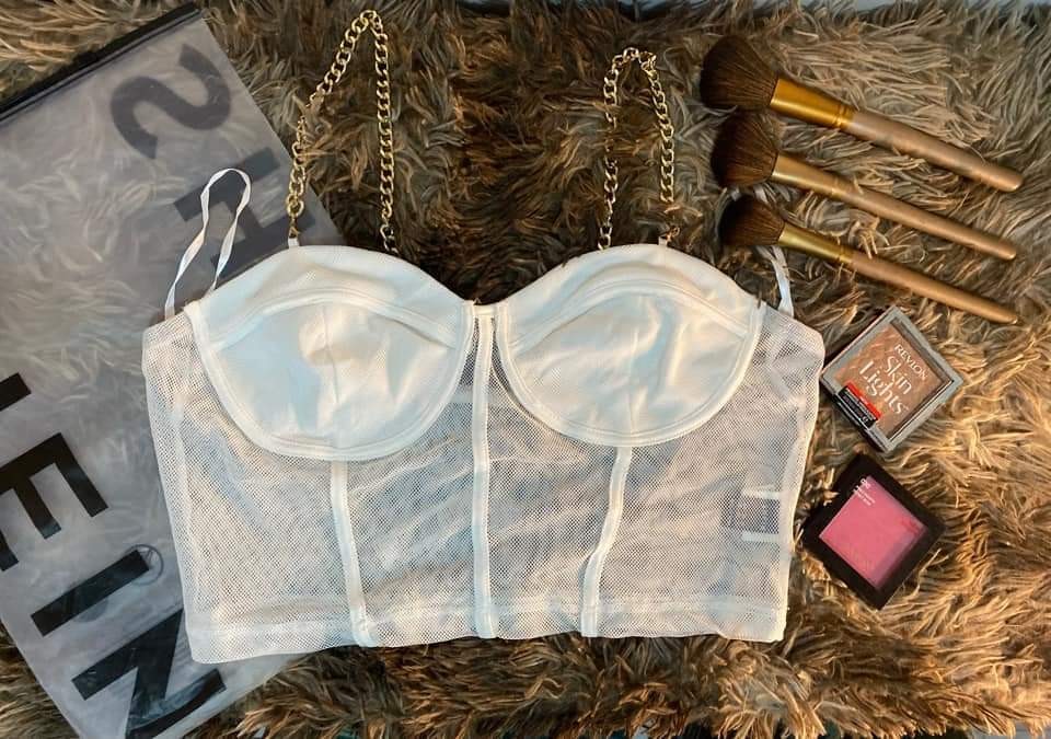 SHEIN Chain Strap Corset Top, Women's Fashion, Tops, Sleeveless on Carousell