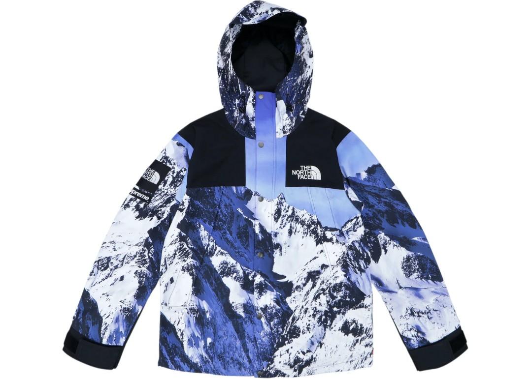 Supreme The North Face Bleached Denim Print Mountain Jacket Indigo