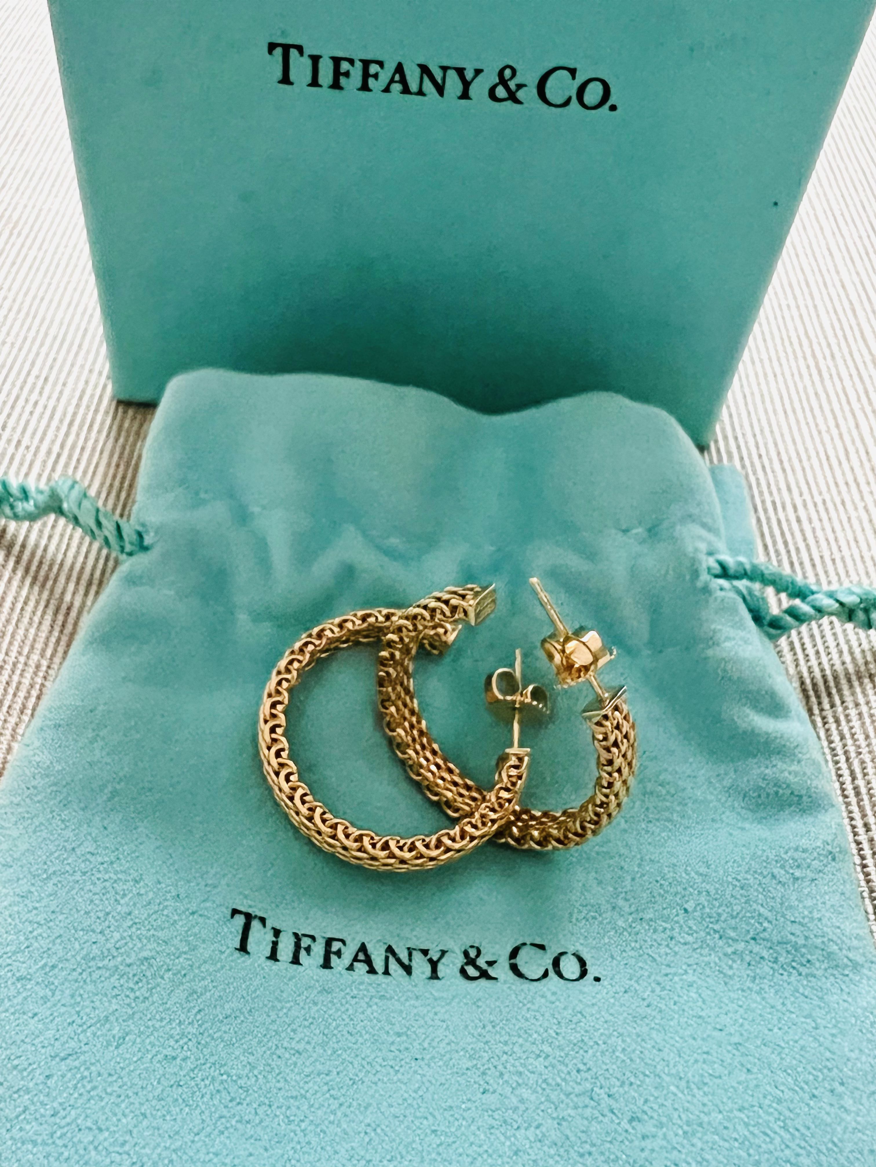 Tiffany gold mesh earrings outlet