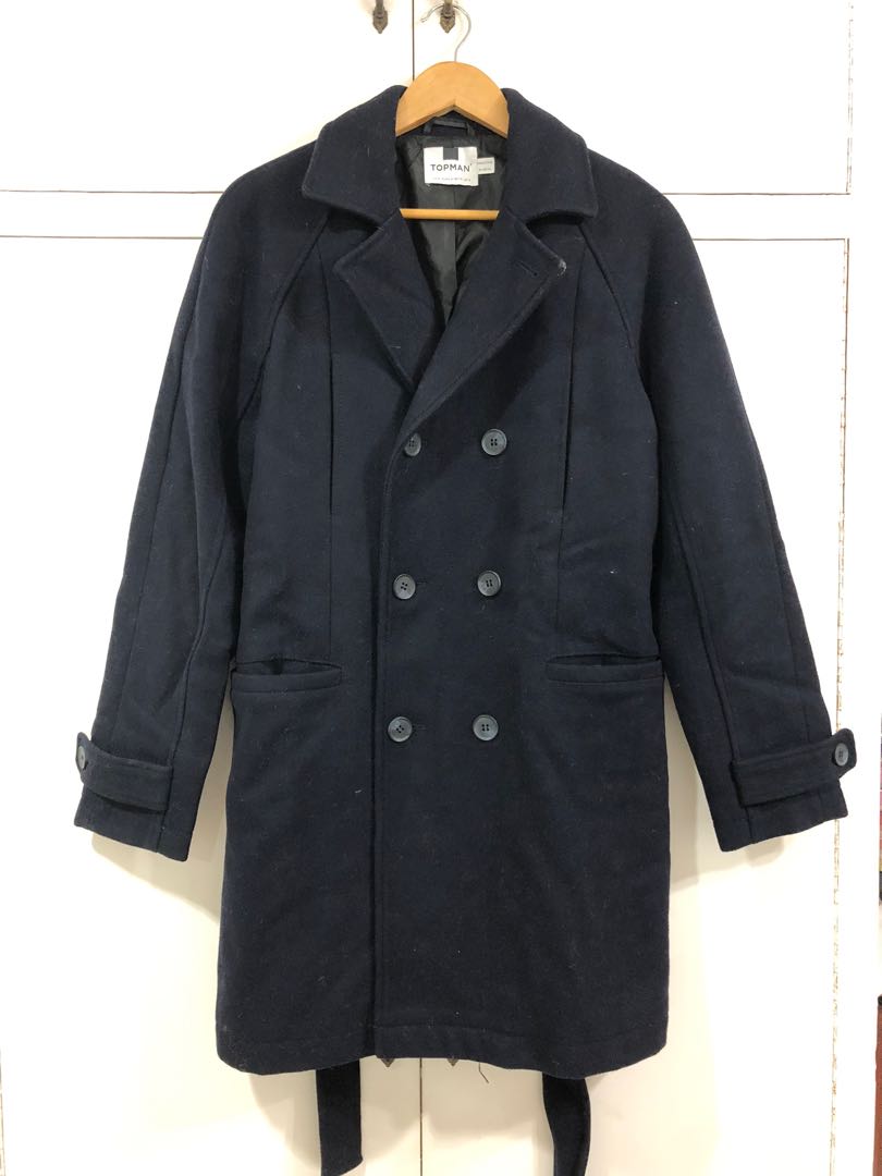 TOPMAN NAVY BLUE WINTER COAT Men s Fashion Coats Jackets and