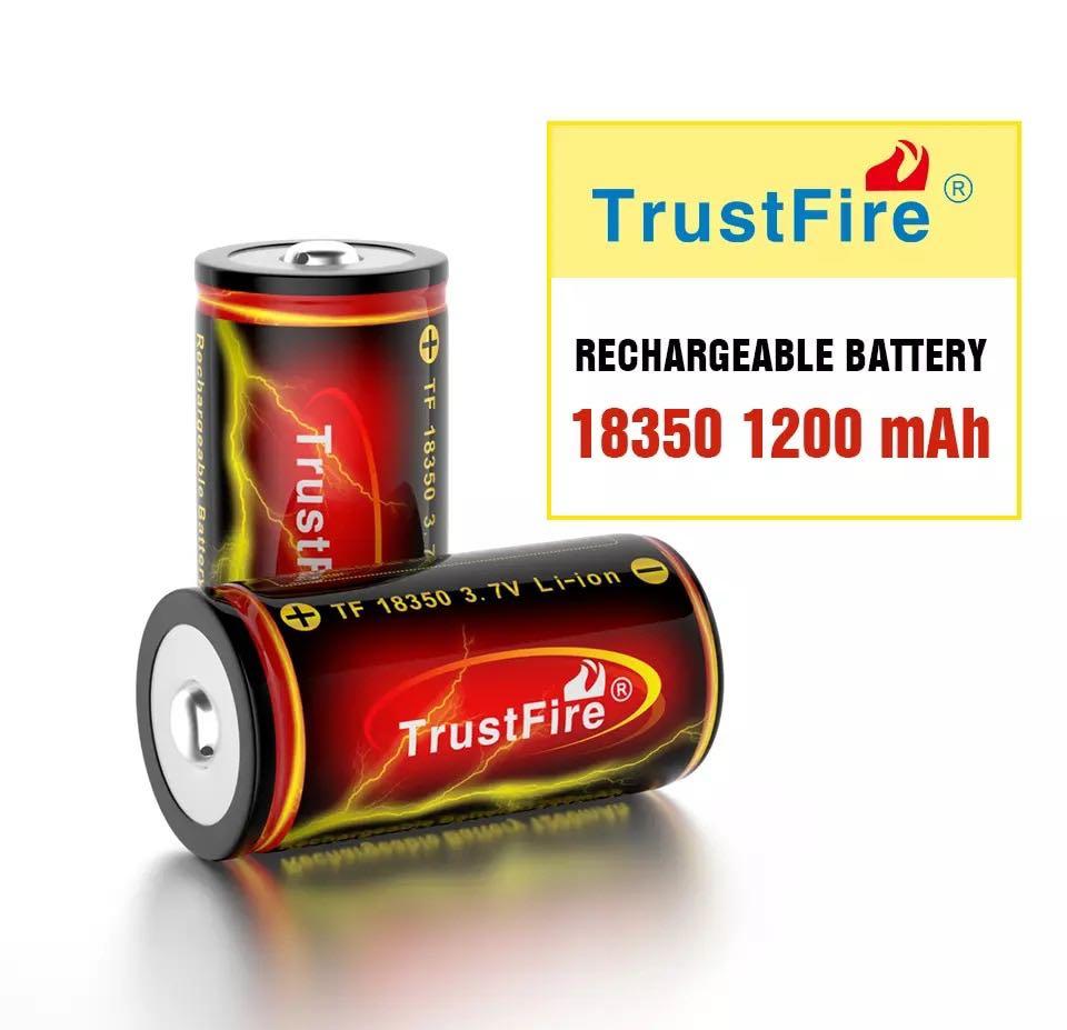 TrustFire 18350 Li-Ion Akku – 3,7 V, 1200 MAh, Mit PCB-Schutzschaltung (2 Stück, Flat Top)
