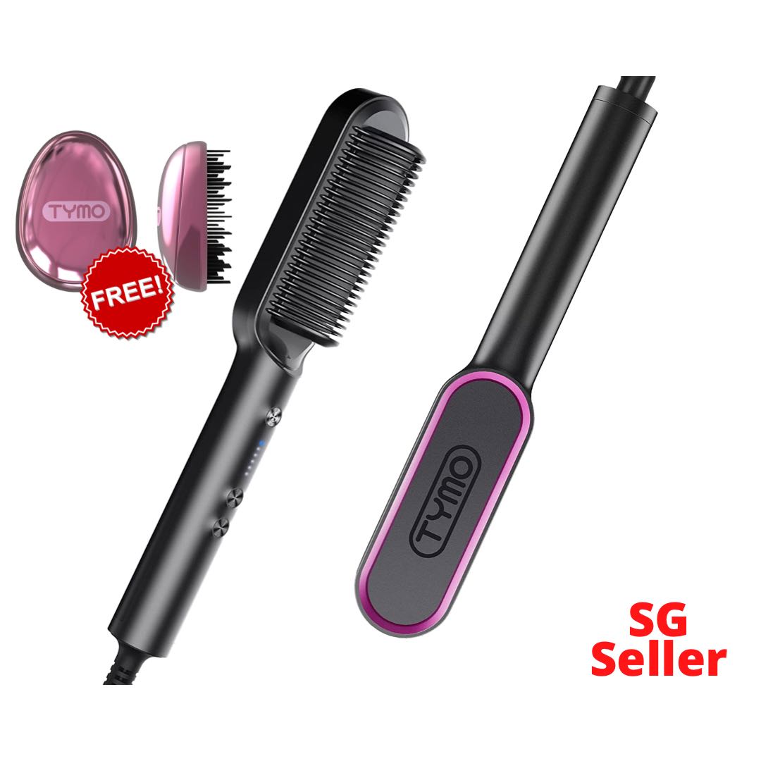 TYMO RING Hair Straightener Brush HC100 Authentic Hair Straightening Iron  with Built in Comb The Milky Way Galaxy Collection Original US Plug SG 3  Pin Adaptor, Beauty & Personal Care, Hair on