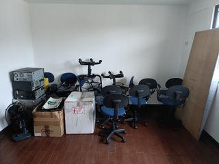 Used clerical chairs and desktop computer and monitor