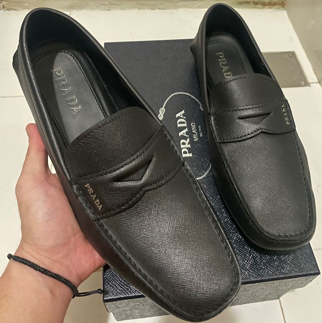 Prada saffiano leather loafers on sale