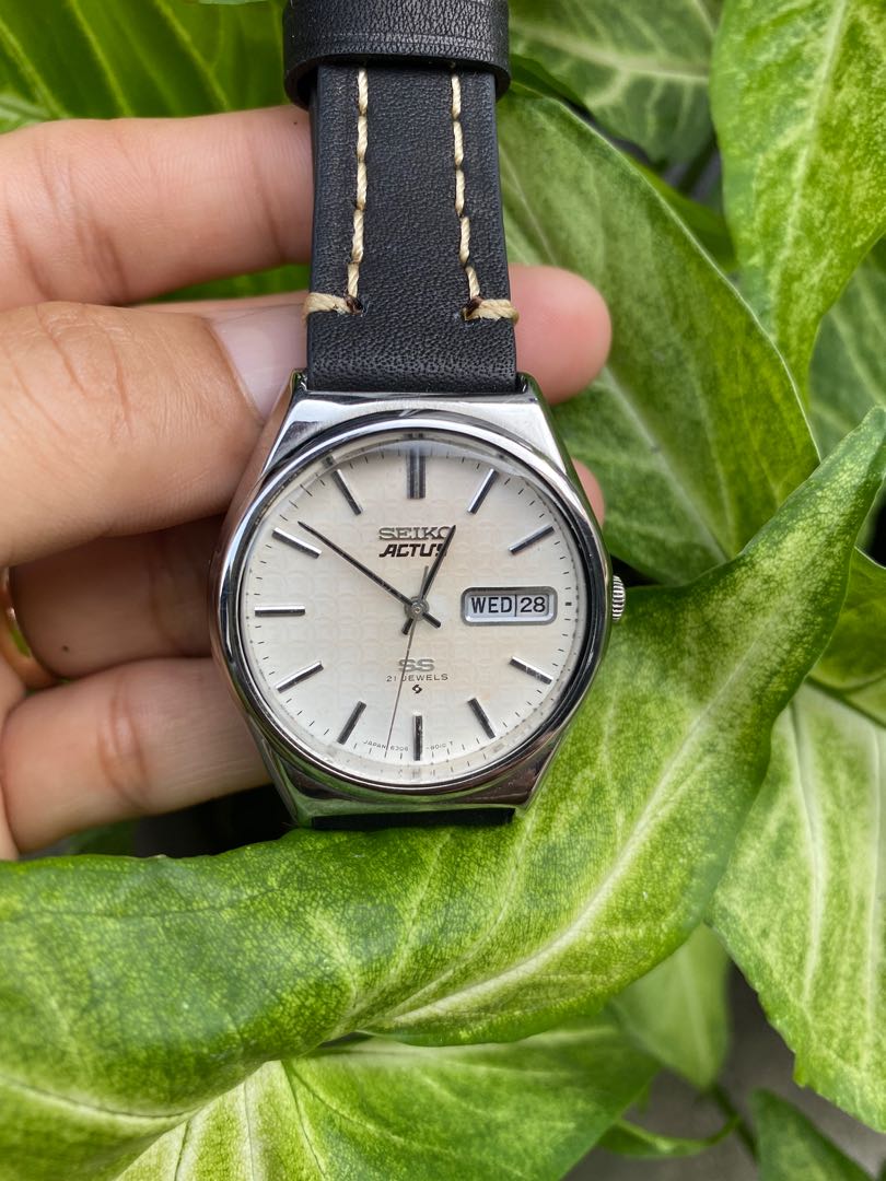 vintage seiko actus SS 21 jewels 6306 8040 june 1977 houndstooth