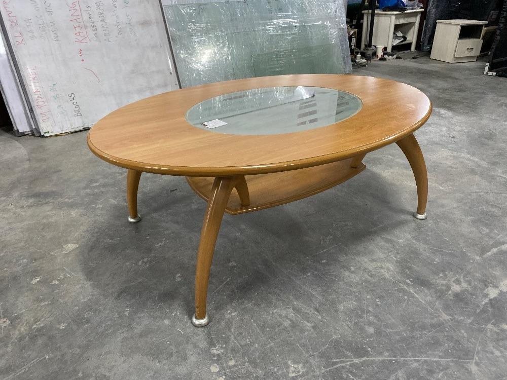 Wooden Round Coffee Table / Meja Kopi Bulat Kayu, Furniture & Home ...