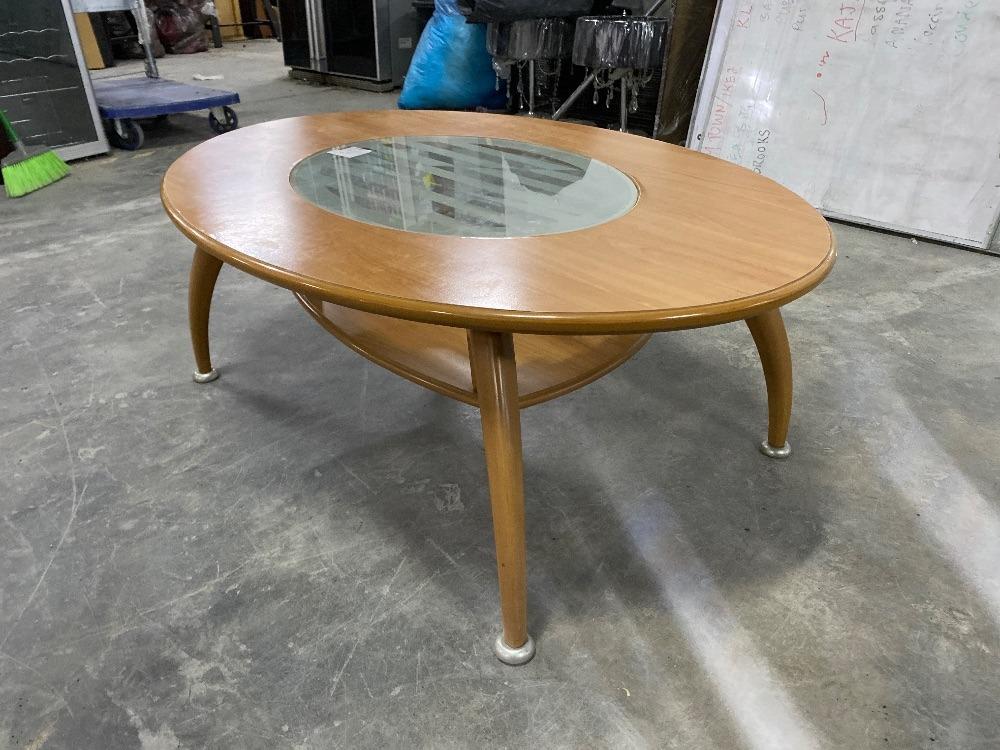Wooden Round Coffee Table / Meja Kopi Bulat Kayu, Furniture & Home ...