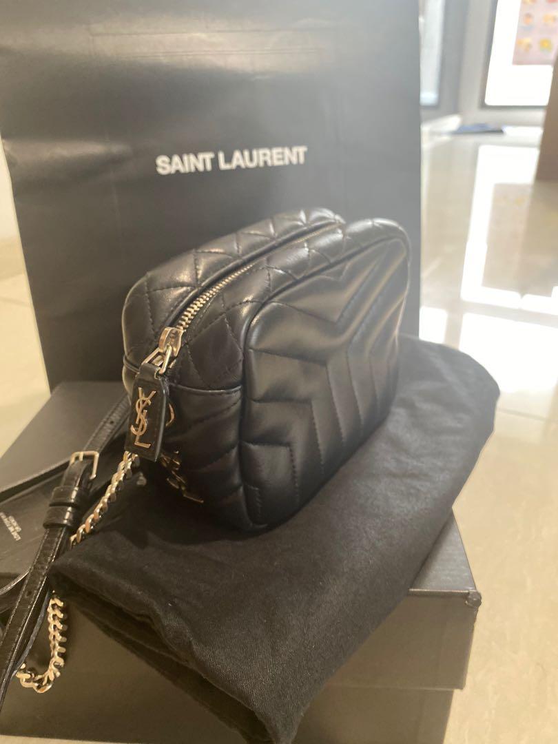 SAINT LAURENT Calfskin Y Quilted Monogram Small Loulou Bowling Bag