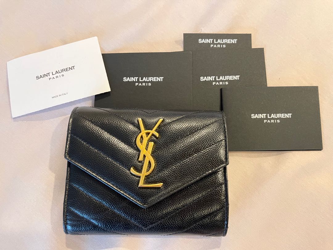 YSL Monogram Compact TriFold Wallet, Women's Fashion, Bags & Wallets