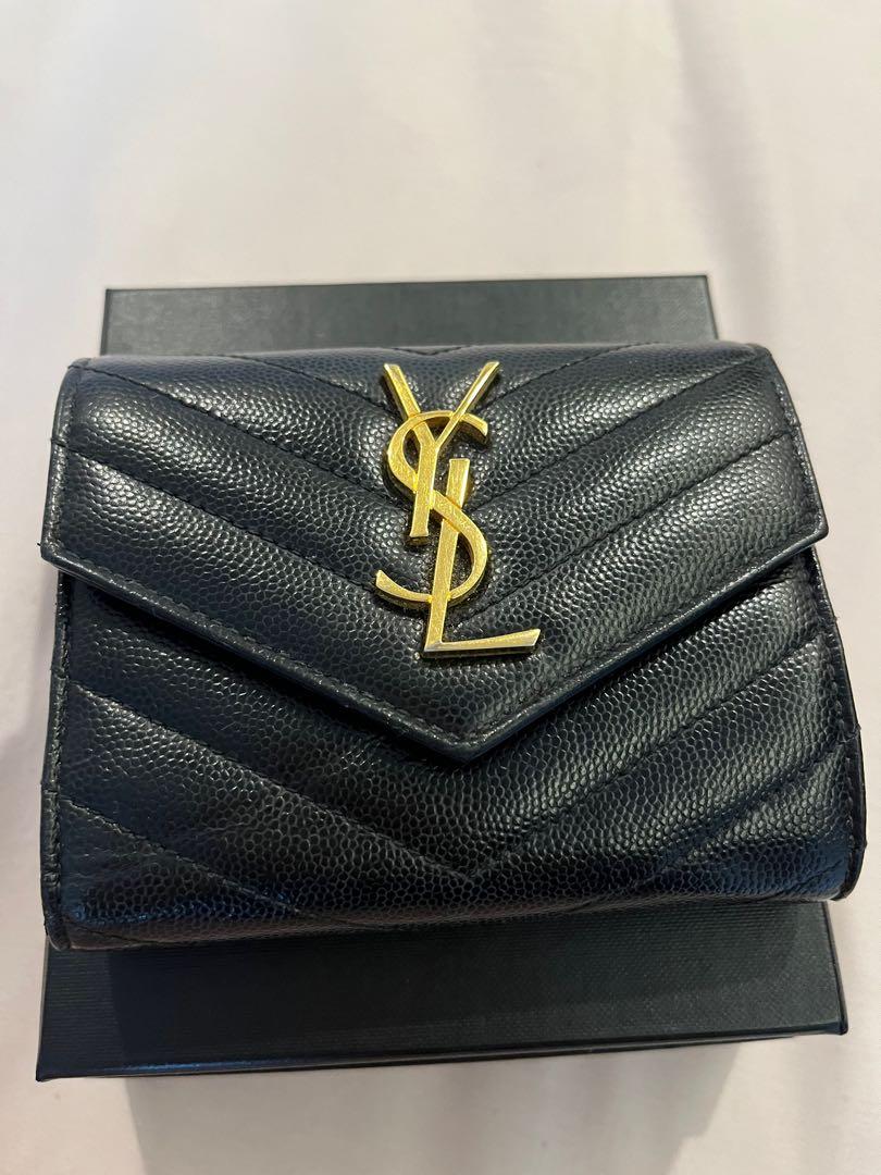YSL Monogram Compact TriFold Wallet, Women's Fashion, Bags & Wallets