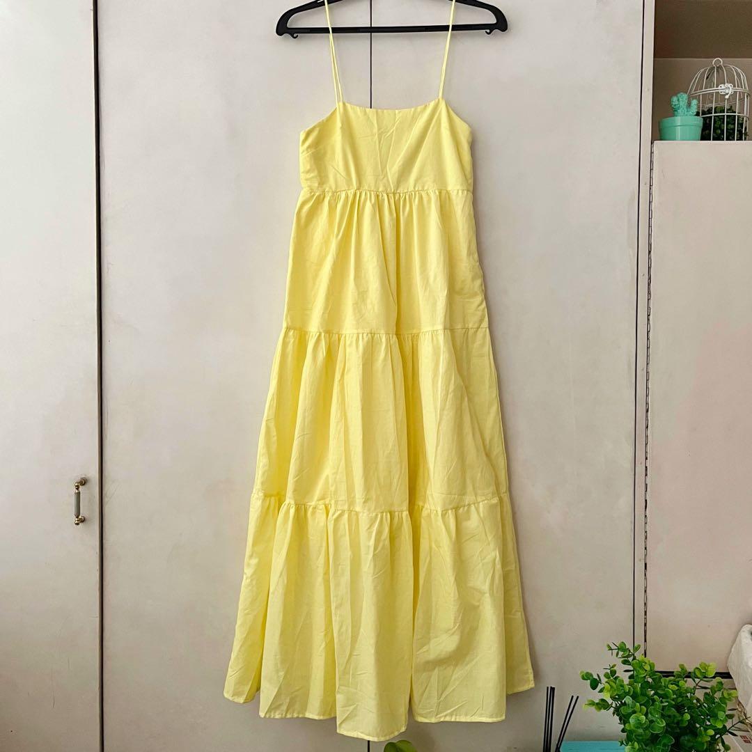 Zara dupe yellow maxi dress, Women's Fashion, Dresses & Sets, Dresses