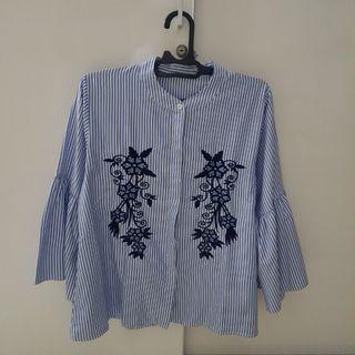 Zara Embroidery Stripe Blue (look-like)