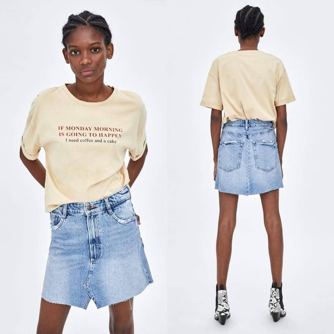 High waisted denim skirt zara shop