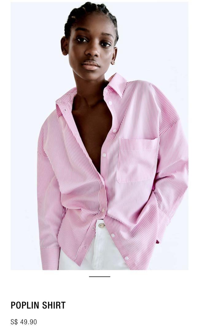 poplin shirt pink zara