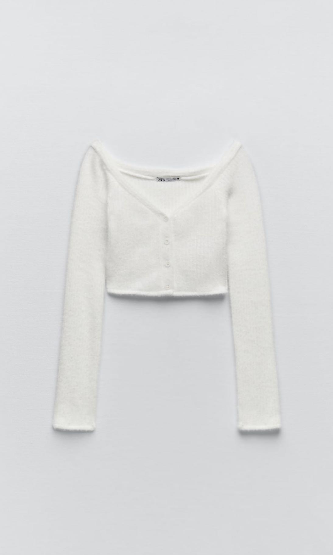 ZARA Soft Touch Cropped Cardigan, Women's Fashion, Tops