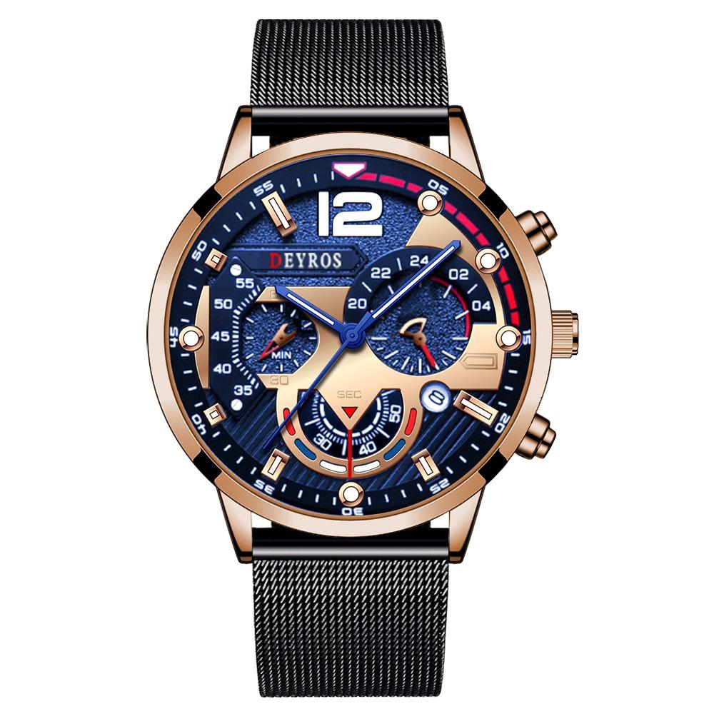 2022 Fashion Mens Business Watches Luxury Mesh Belt Quartz Wrist Watch Luminous Clock Men Casual Leather Watch