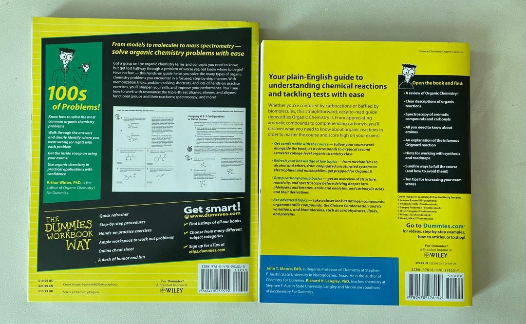 2Book Set Organic Chemistry I and II Workbook FOR DUMMIES, 興趣及遊戲, 書本