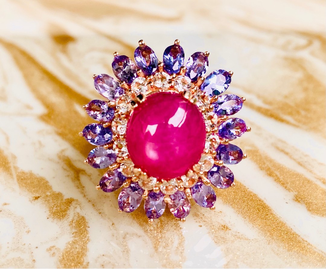 Ruby and tanzanite ring hot sale