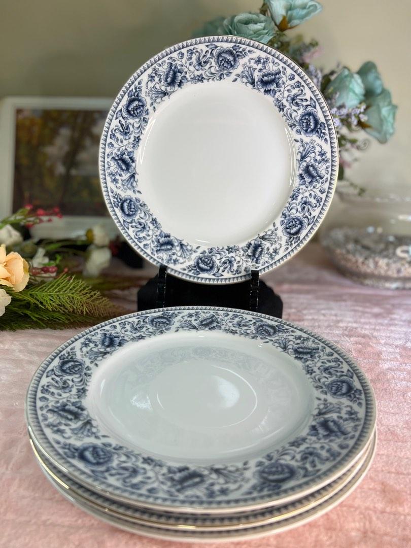 4 Luncheon or Dinner Plates HOYA by Meito REFINE Made in JAPAN