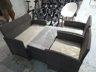 4 Seater Wicker Sofa Set - Grey