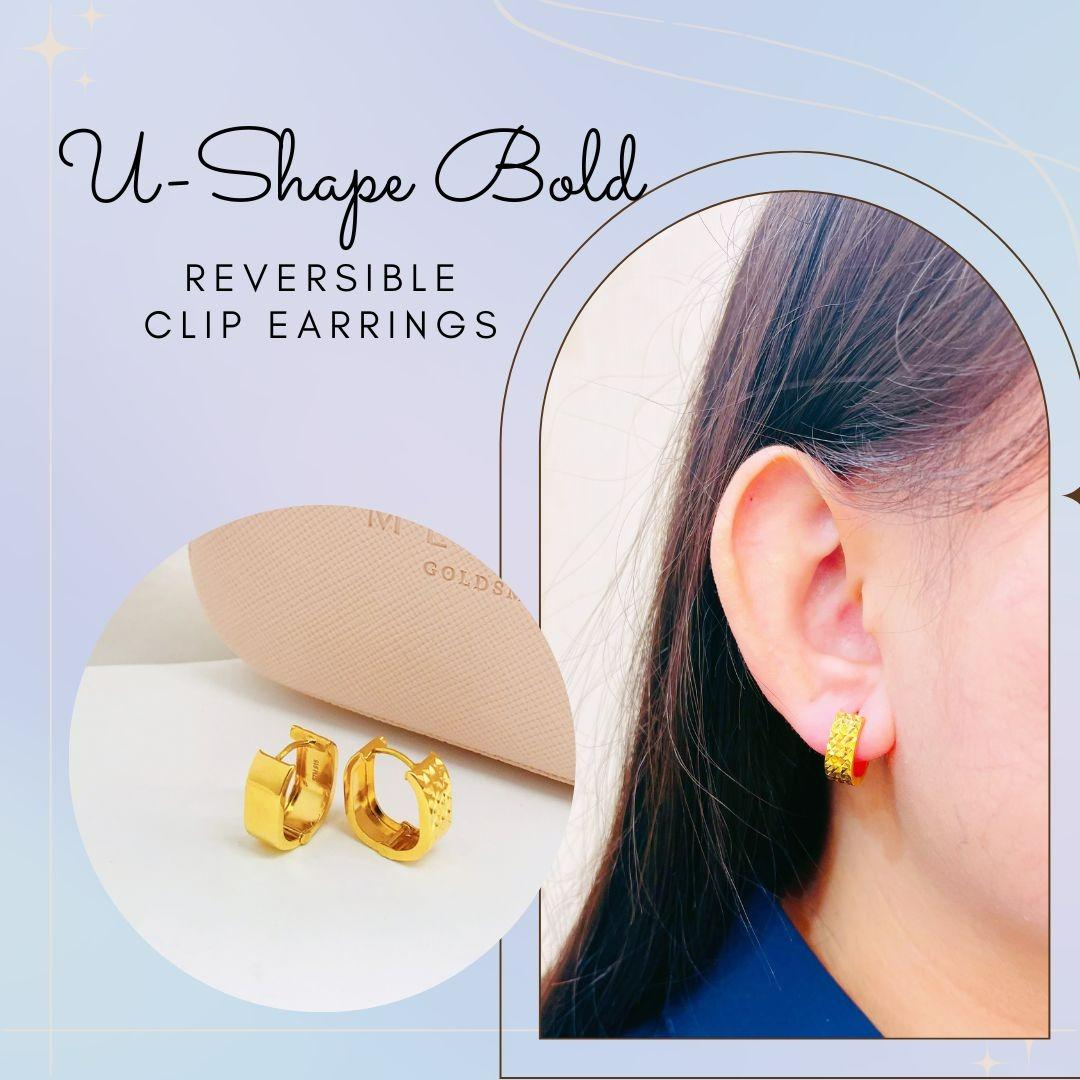 Gold u cheap shape earrings