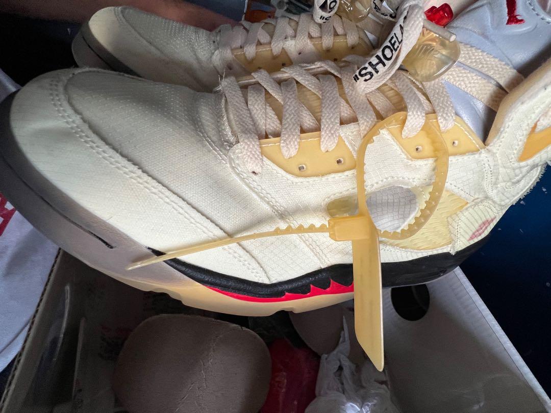 Air Jordan 5 Off White Sail - US 12, 男裝, 鞋, 波鞋- Carousell