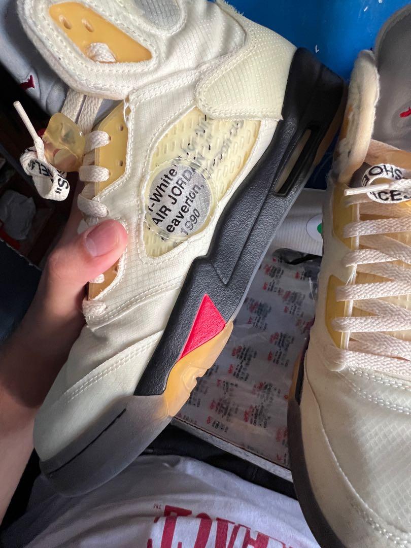 Air Jordan 5 Off White Sail - US 12, 男裝, 鞋, 波鞋- Carousell