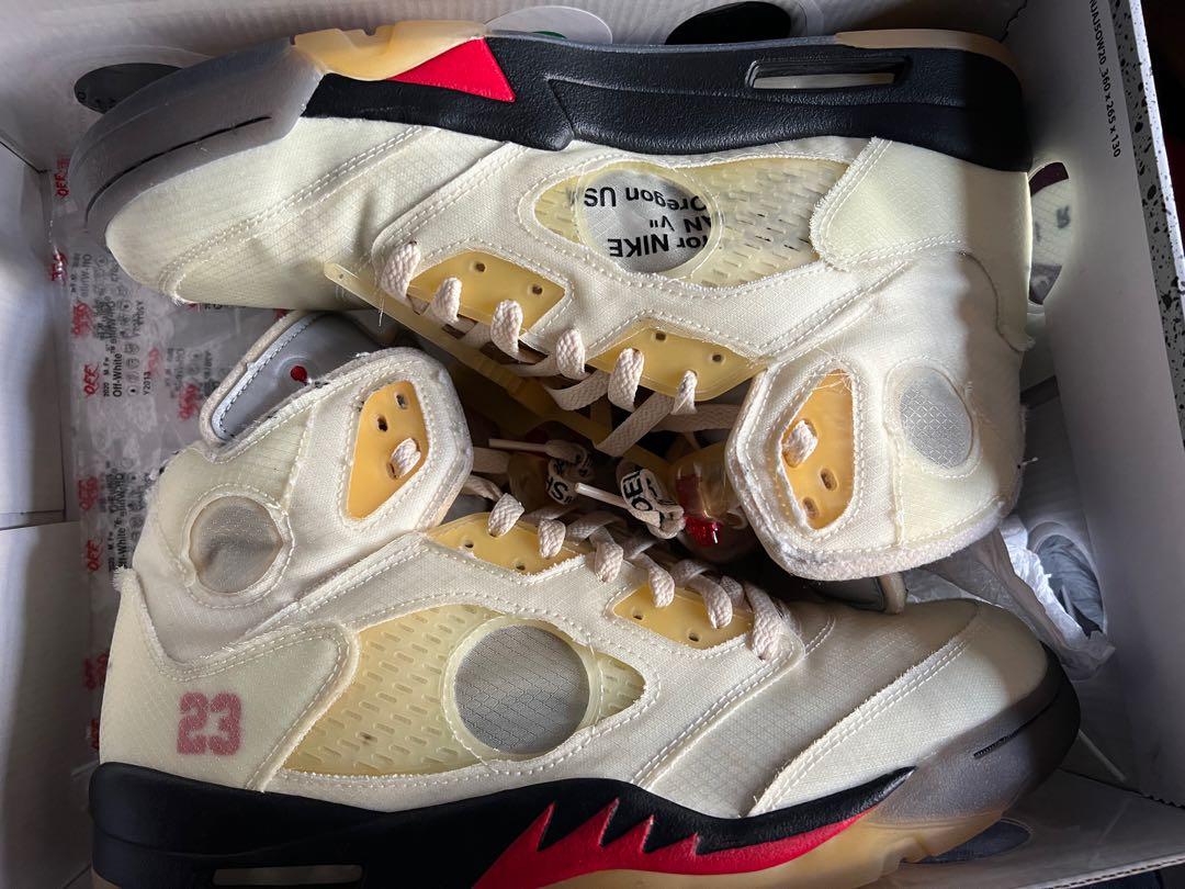 Air Jordan 5 Off White Sail - US 12, 男裝, 鞋, 波鞋- Carousell