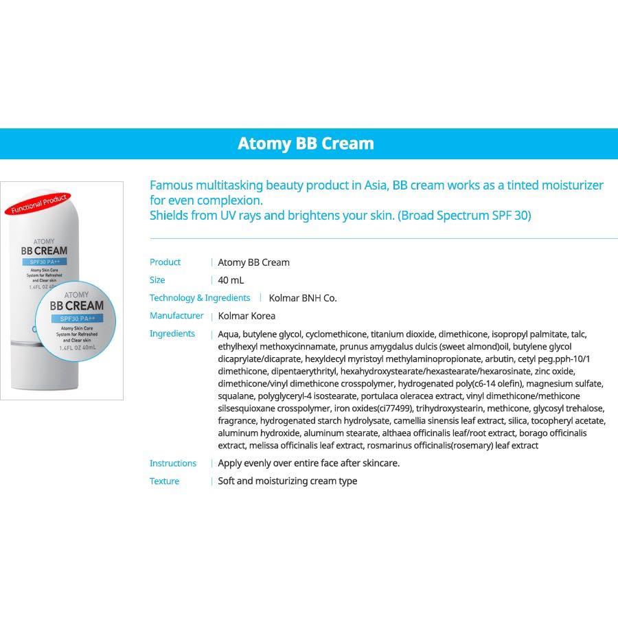 Atomy BB Cream SPF30 PA++ 40ml, Beauty & Personal Care, Face, Makeup on ...