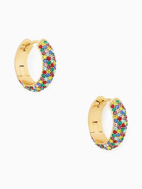 Rainbow pave huggie clearance hoops