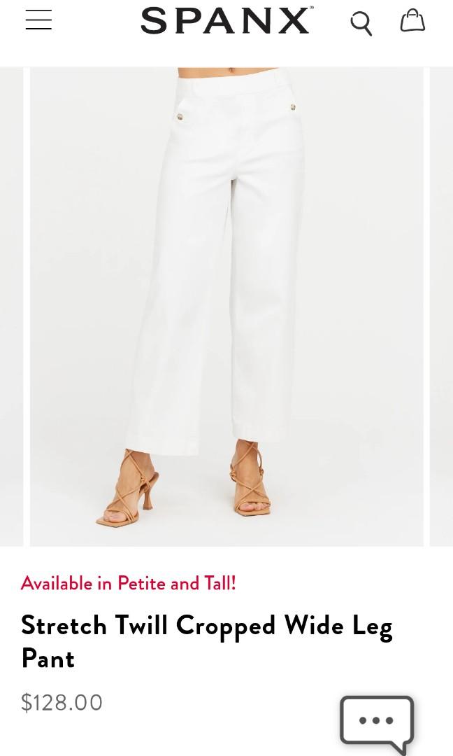 Spanx Stretch Twill Cropped Wide Leg Pants In Bright White