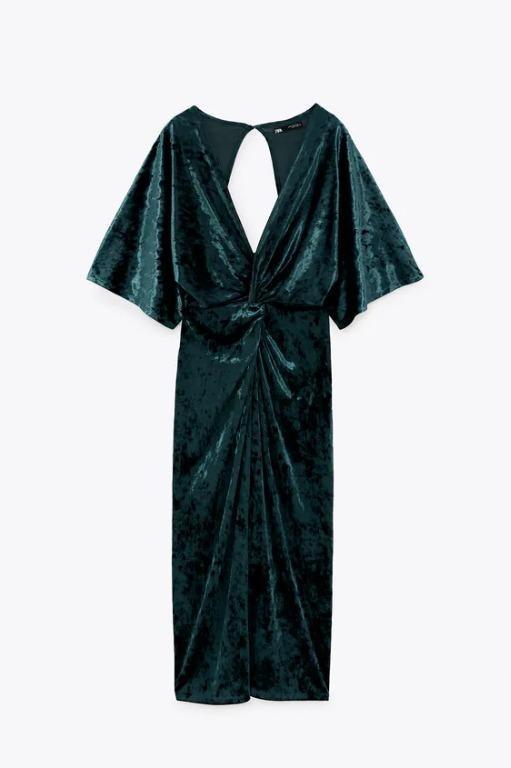 knee length dresses for ladies ZARA FLORAL PRINTED VELVET LIMITED MIDI DRESS Size M Medium MOST WANTE –  Afashionistastore main image 1