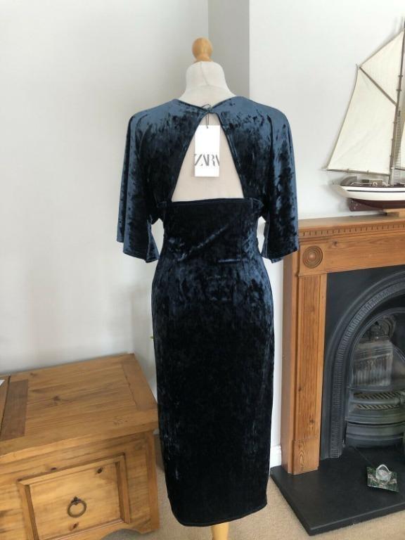 zara blue velvet dress Dresses for Women Featuring a cowl neck and drop sleeves. Zara Summer Dresses Women's Dresses