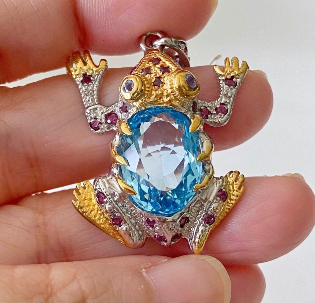 FIRESALE CUTE blue topaz frog pendant Women s Fashion