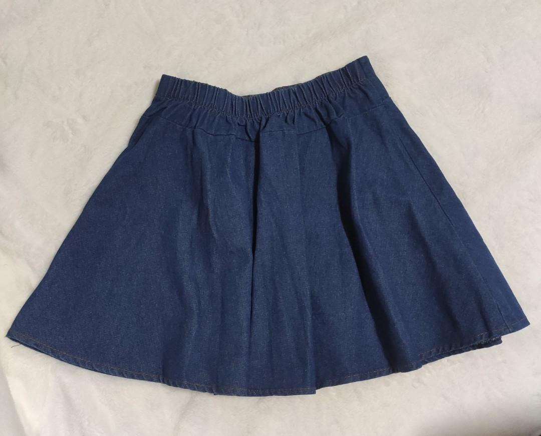 Denim Skater Skirt, Women's Fashion, Bottoms, Skirts on Carousell