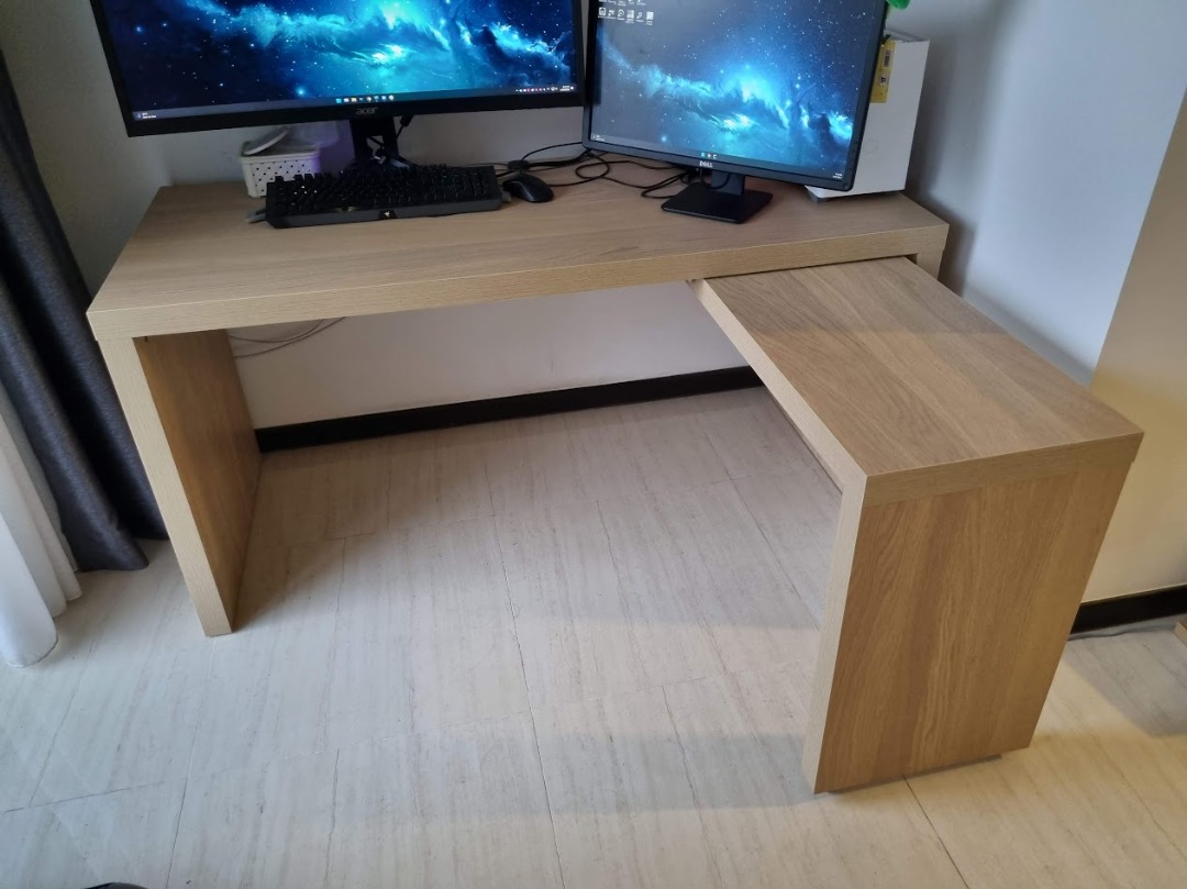 Desk IKEA Malm with pullout panel, Furniture & Home Living, Furniture
