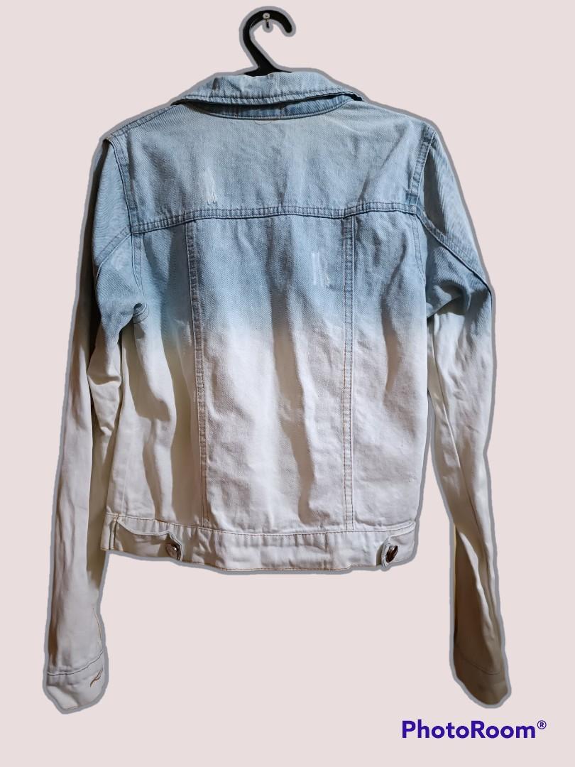 Dual Color Denim Jacket, Women's Fashion, Coats, Jackets and Outerwear ...