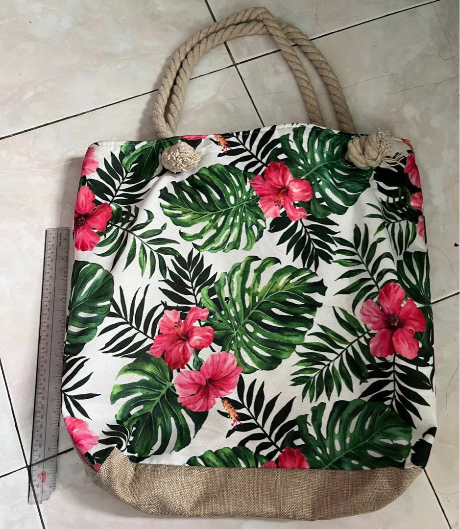 Floral /Hawaiian Print Tote Beach Bag, Women's Fashion, Bags & Wallets ...