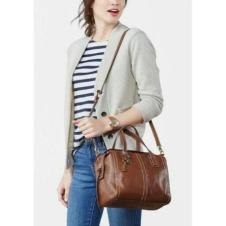 Fossil Emma Satchel Brown Fesyen Wanita Tas Dompet di Carousell
