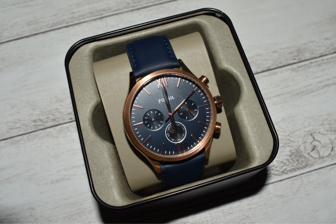 Fenmore midsize multifunction navy leather watch sales