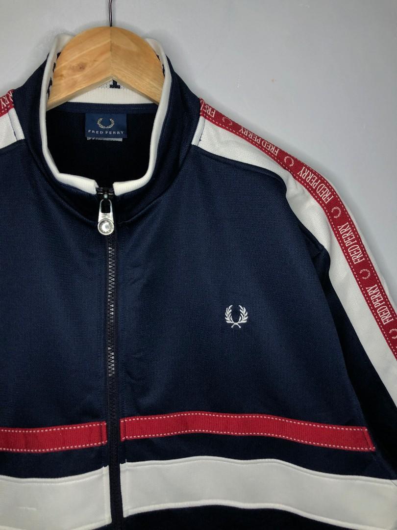 Fred perry red white and blue jacket sales