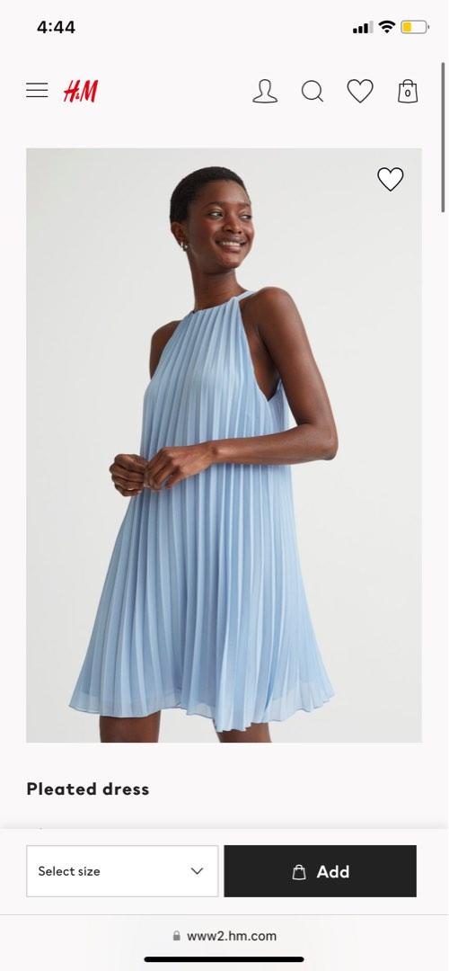 H&m blue pleated dress online