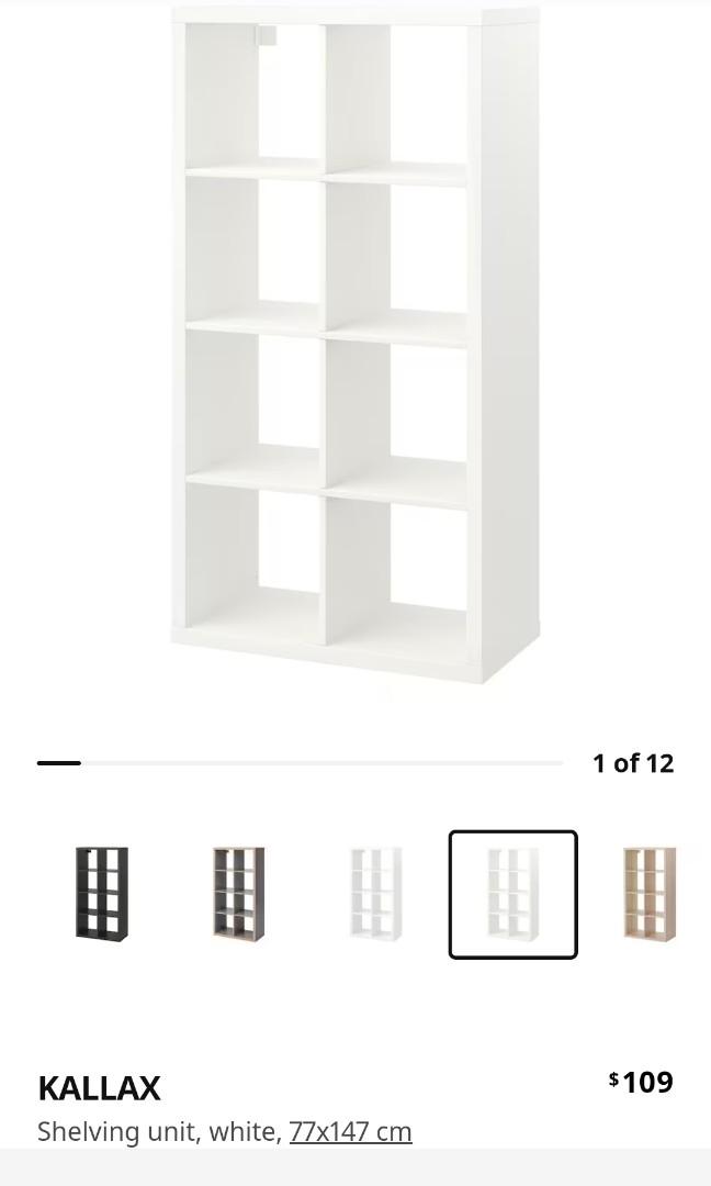 IKEA KALLAX Shelving unit, white, 77x147 cm, Furniture & Home Living